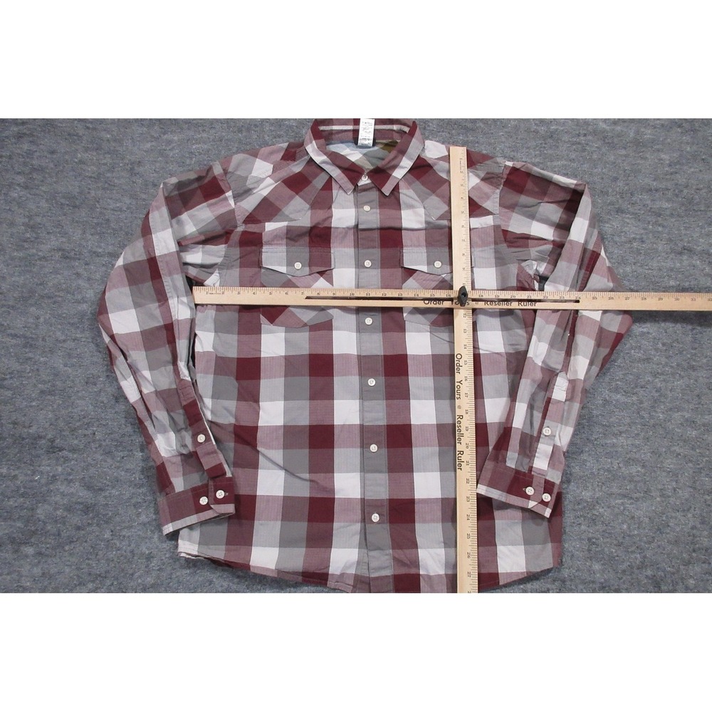 Patagonia Shirt Mens Large Red Gray Plaid Organic Cotton Long Sleeve Button Up - Picture 3 of 7